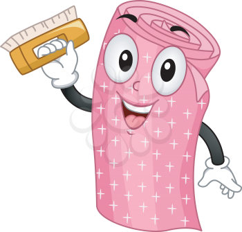 Mascot Illustration Featuring a Wallpaper Roll Holding a Brush