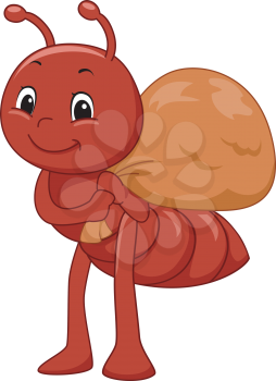 Mascot Illustration Featuring an Ant Carrying a Sack