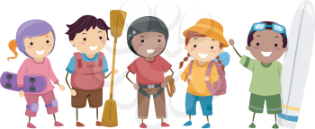 Illustration of Kids Wearing Different Sports Gear