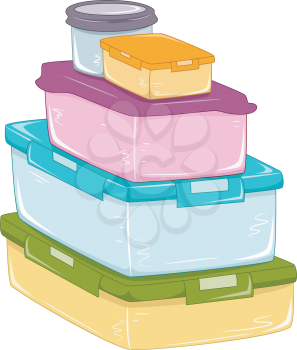 Illustration Featuring a Stack of Food Containers