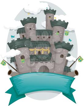 Banner Illustration with a Medieval Castle in the Background