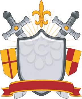 Banner Illustration Featuring a Shield with a Medieval Design