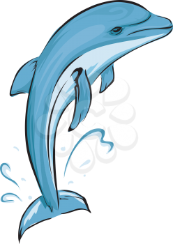 Illustration Featuring a Dolphin Doing a Leap