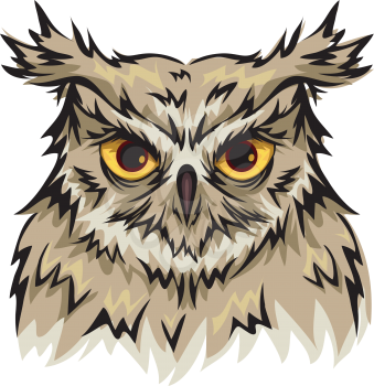 Illustration Featuring an Owl with Piercing Eyes