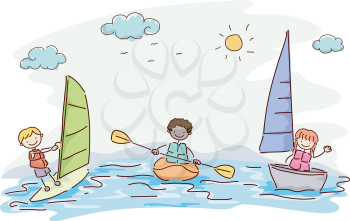 Illustration Featuring Kids Trying Out Different Water Sports