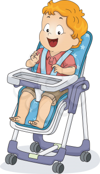 Illustration Featuring a Baby Sitting on a High Chair
