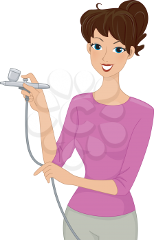 Illustration Featuring a Woman Holding an Airbrush