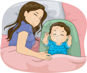 Illustration Featuring a Mom and Daughter Sleeping
