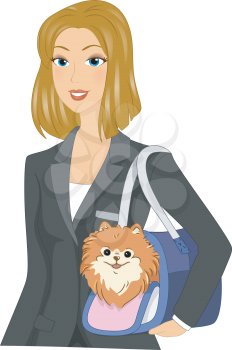 Illustration Featuring a Woman Bringing Her Dog to Work