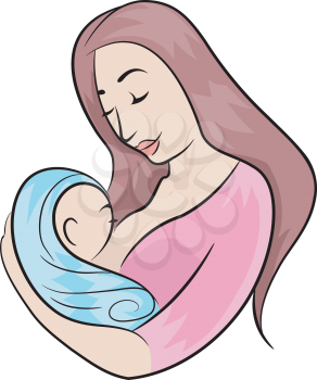 Illustration Featuring a Mother Breastfeeding Her Newborn Baby