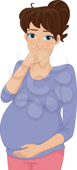 Illustration Featuring a Pregnant Woman Experiencing Morning Sickness