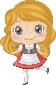 Illustration Featuring a Girl Wearing a German Costume