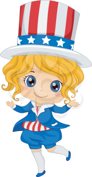 Illustration Featuring a Girl Wearing a Fourth of July Inspired Costume