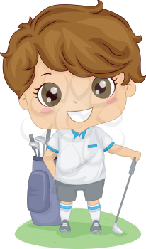 Illustration Featuring a Little Male Golfer