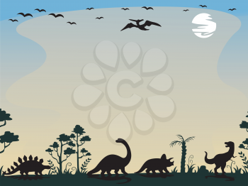 Background Illustration Featuring the Silhouettes of Dinosaurs
