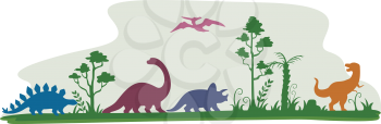 Border Illustration Featuring the Silhouettes of Dinosaur