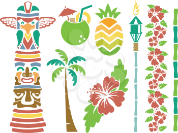 Illustration Featuring Stencils of Hawaii Related Items