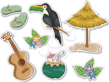 Illustration Featuring Ready to Print Stickers with a Hawaiian Theme