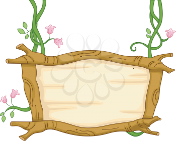 Illustration Featuring a Wooden Board Supported by a Vine
