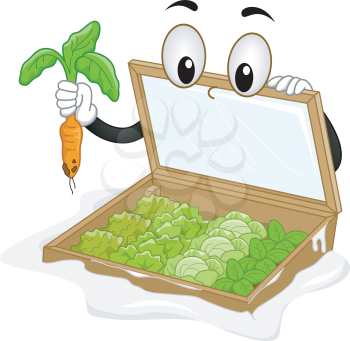 Mascot Illustration Featuring a Cold Frame Plucking a Carrot