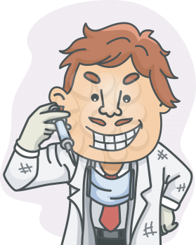 Illustration Featuring a Quack Doctor Holding a Syringe