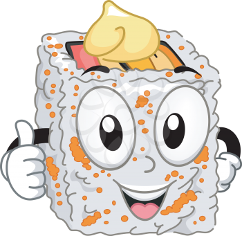 Mascot Illustration Featuring a California Maki Giving a Thumbs Up