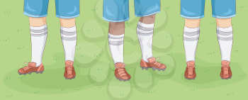 Cropped Illustration Featuring the Feet of Rugby Players