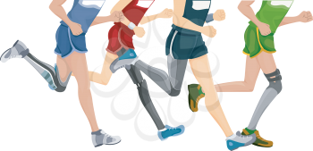 Cropped Illustration Featuring Runners Wearing Prosthetic Legs