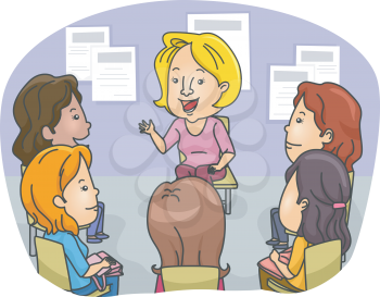 Illustration Featuring a Group of Women Attending a Counseling Session