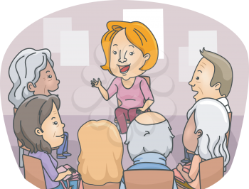 Illustration Featuring a Group of Senior Citizens in a Counseling Session