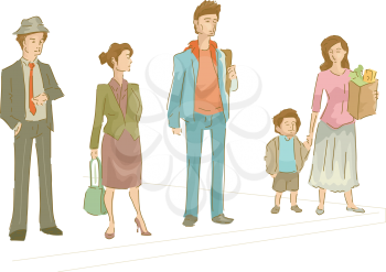 Illustration Featuring a Group of People Waiting at a Pedestrian Lane