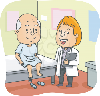 Illustration Featuring an Elderly Man Having a Medical Checkup