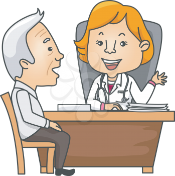 Illustration Featuring an Elderly Man Talking to His Doctor