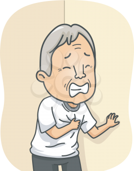 Illustration Featuring an Elderly Man Having a Heart Attack