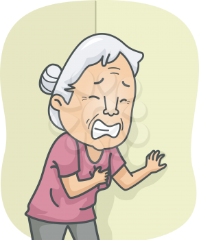 Illustration Featuring an Elderly Female Having a Heart Attack