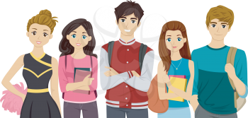 Illustration Featuring Students Representing Different College Cliques