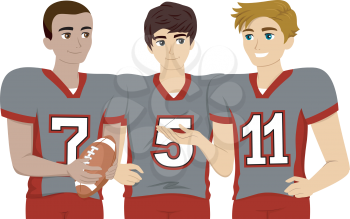 Illustration Featuring a Group of Male Teens Wearing Football Uniform