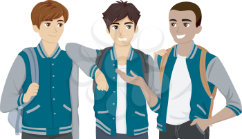Illustration Featuring a Group of Male Teenagers Wearing Varsity Jackets