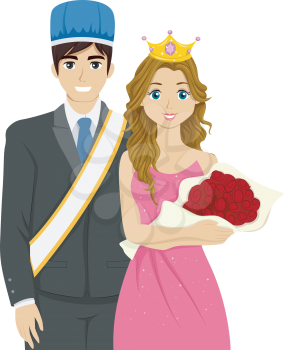 Illustration Featuring a Couple Chosen as the Homecoming King and Queen