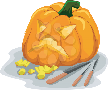 Illustration Featuring Tools Typically Used for Carving Pumpkins