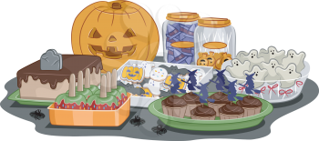 Illustration Featuring Food for a Halloween Party