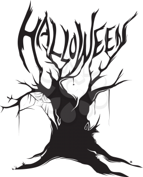Illustration Featuring the Silhouette of a Halloween Tree
