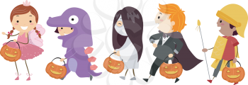 Illustration Featuring Kids Wearing Different Halloween Costumes