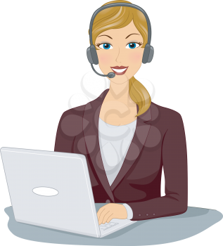 Illustration Featuring a Woman Wearing a Headset Working From Home