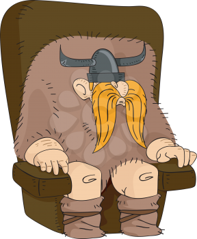Illustration Featuring a Viking Leader Sitting on His Chair