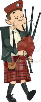 Illustration Featuring a Scot Playing the Bagpipes