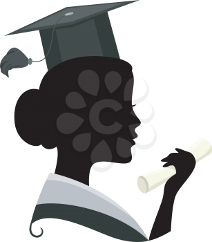 Illustration Featuring the Silhouette of a Woman Wearing a Graduation Costume