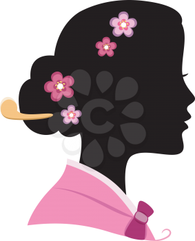 Illustration Featuring the Silhouette of a Korean Woman