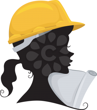 Illustration Featuring the Silhouette of a Female Engineer