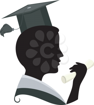 Illustration Featuring the Silhouette of a Man Wearing a Graduation Costume